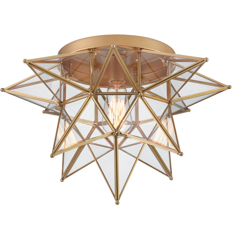 Rosdorf Park Brass Moravian Star Ceiling Light, 18In, Glass Wayfair